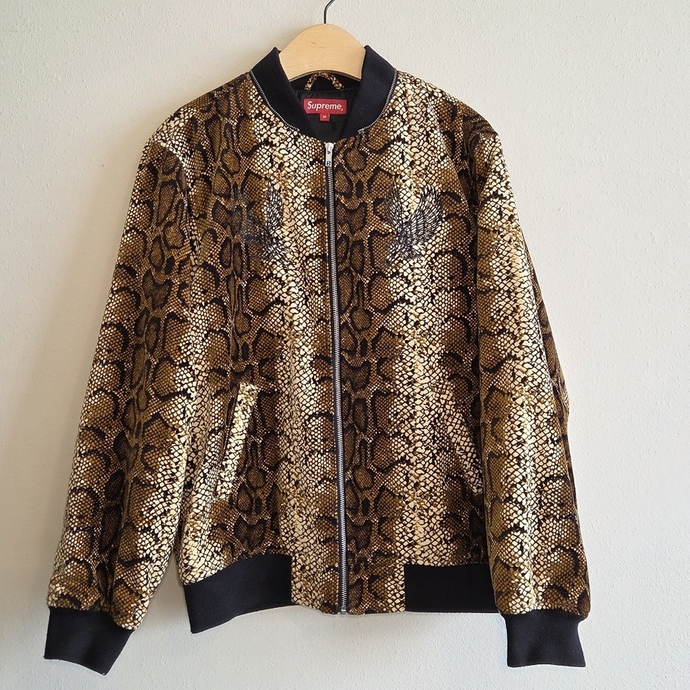 Rare Supreme Snakeskin Velvet Bomber Jacket Fall Winter Collection 2014